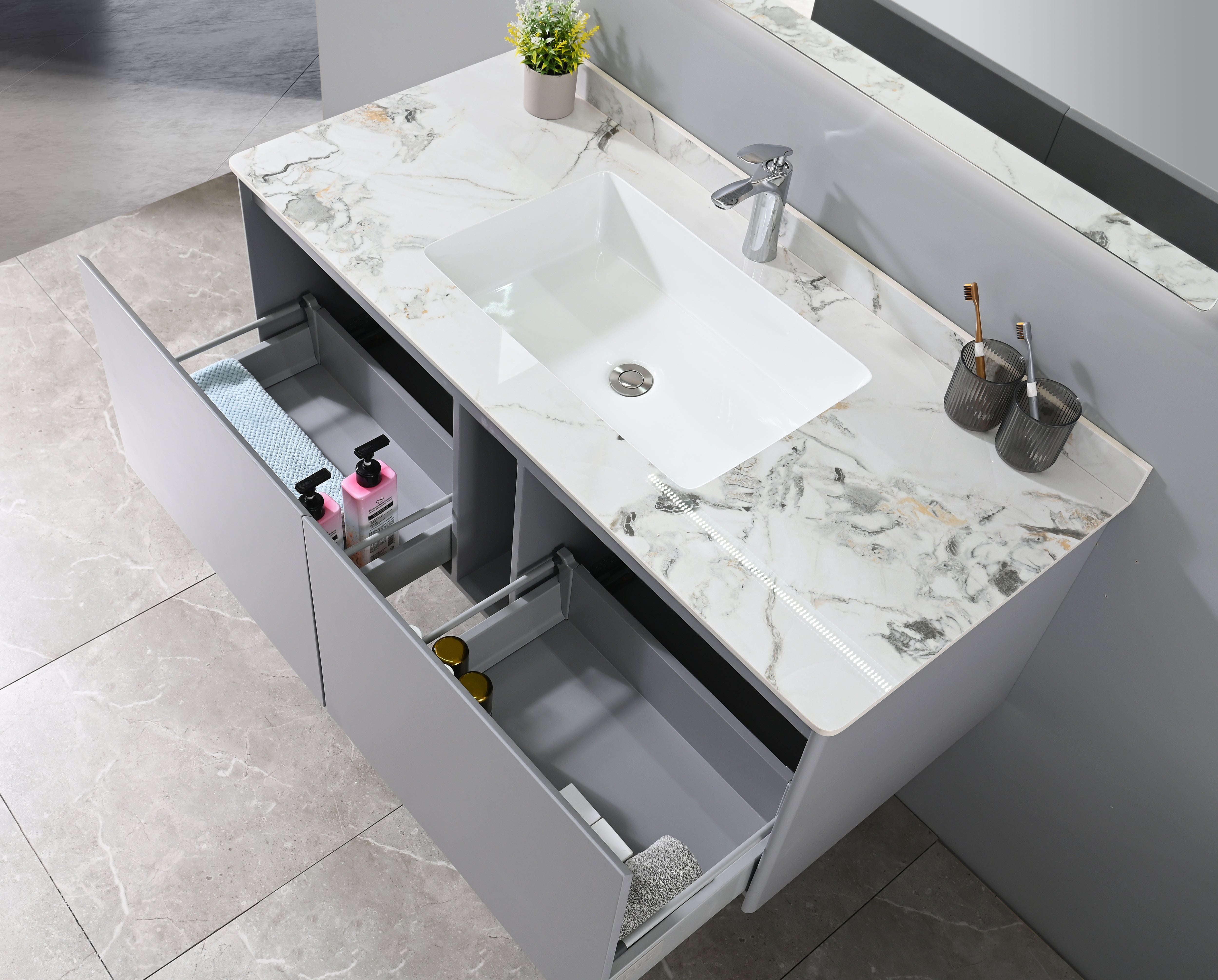 Vanité-Lavabo Eleganza 48" Gris